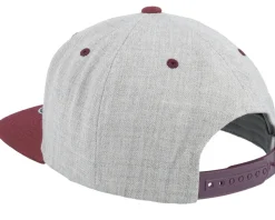 Sunset Maroon Logo Grey/Maroon Snapback - Bearded Man