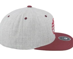 Sunset Maroon Logo Grey/Maroon Snapback - Bearded Man