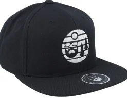 Sunset White Logo Black Snapback - Bearded Man