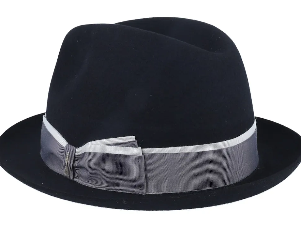 Superfine Wool Black Fedora - Borsalino