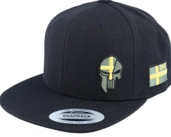 Sverige Sweden Army Skull Black Snapback - Army Head