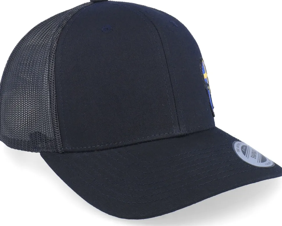 Sverige Sweden Color Army Skull Black Trucker - Army Head