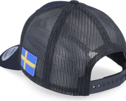 Sverige Sweden Color Army Skull Black Trucker - Army Head