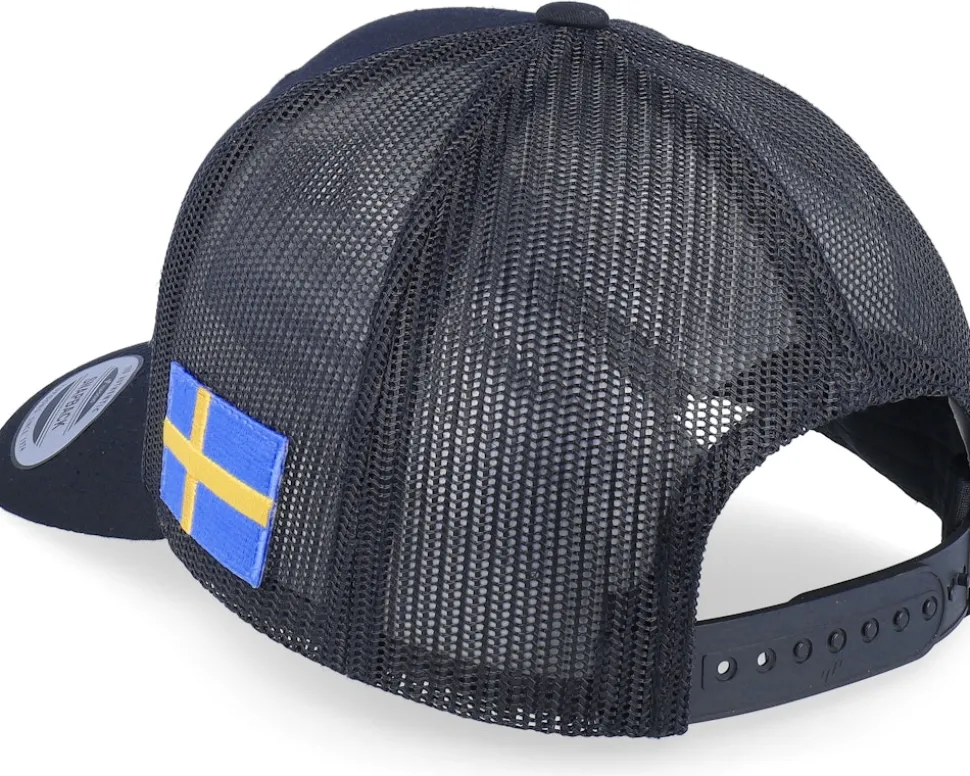 Sverige Sweden Color Army Skull Black Trucker - Army Head