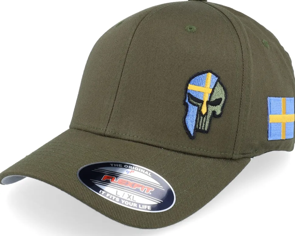 Sverige Sweden Color Army Skull Black Flexfit - Army Head