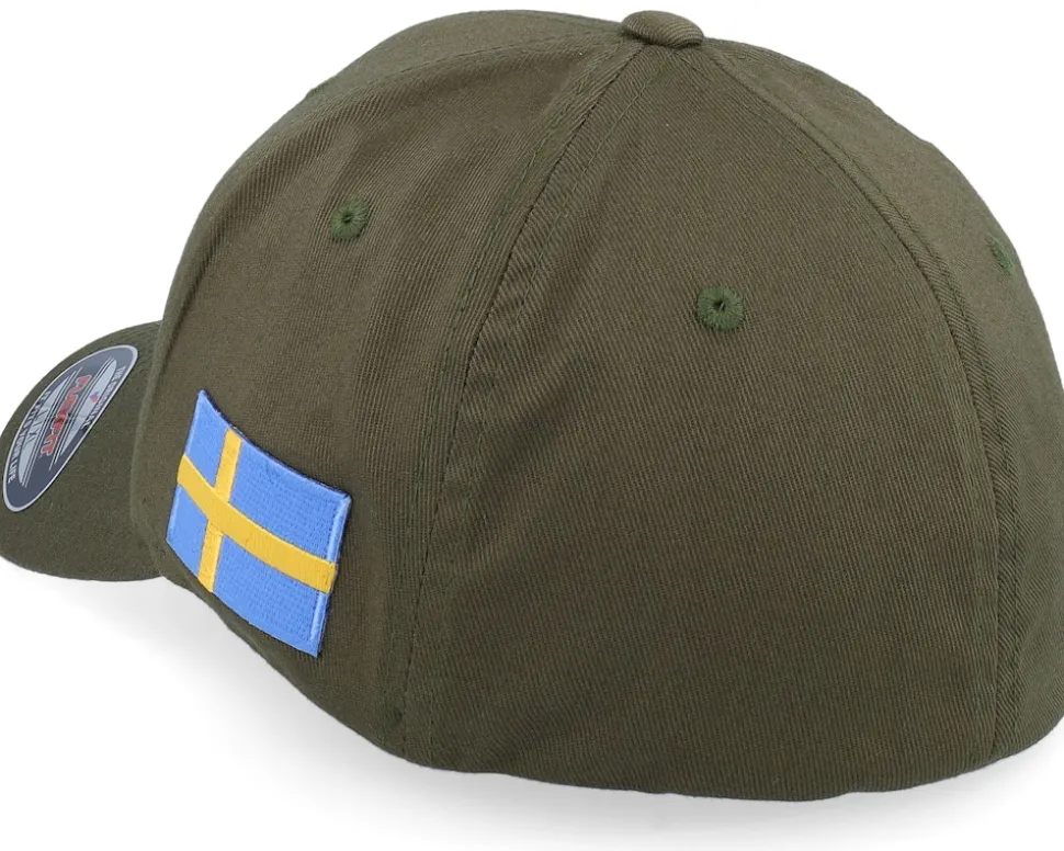 Sverige Sweden Color Army Skull Olive Flexfit - Army Head