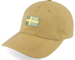 Swe Flag Tan Waxed Cotton Dad Cap - Army Head