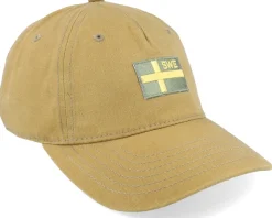 Swe Flag Tan Waxed Cotton Dad Cap - Army Head