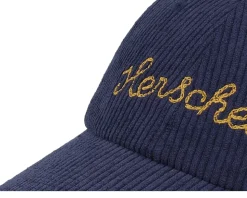 Sylas Corduroy Chain Stitch Cap Black Iris/Gold Yellow Dad Cap - Herschel