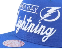 Tampa Bay Lightning Retro Lock Up Blue Snapback - Mitchell & Ness