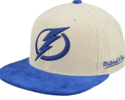 Tampa Bay Lightning Team Cord Off White/Blue Fitted - Mitchell & Ness