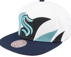 Tampa Bay Lightning Vintage Sharktooth White/Blue Snapback - Mitchell & Ness