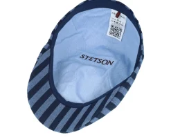Texas Bold Linen Stripe Blue Stripe Flat Cap - Stetson