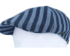 Texas Bold Linen Stripe Blue Stripe Flat Cap - Stetson