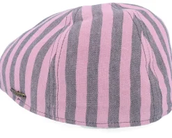 Texas Bold Linen Stripe Rose/Grey Stripe Flat Cap - Stetson
