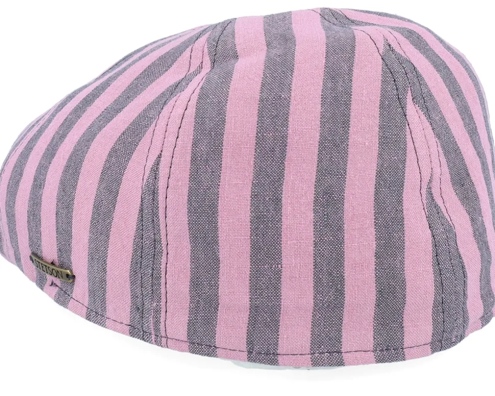 Texas Bold Linen Stripe Rose/Grey Stripe Flat Cap - Stetson