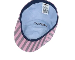 Texas Bold Linen Stripe Rose/Grey Stripe Flat Cap - Stetson