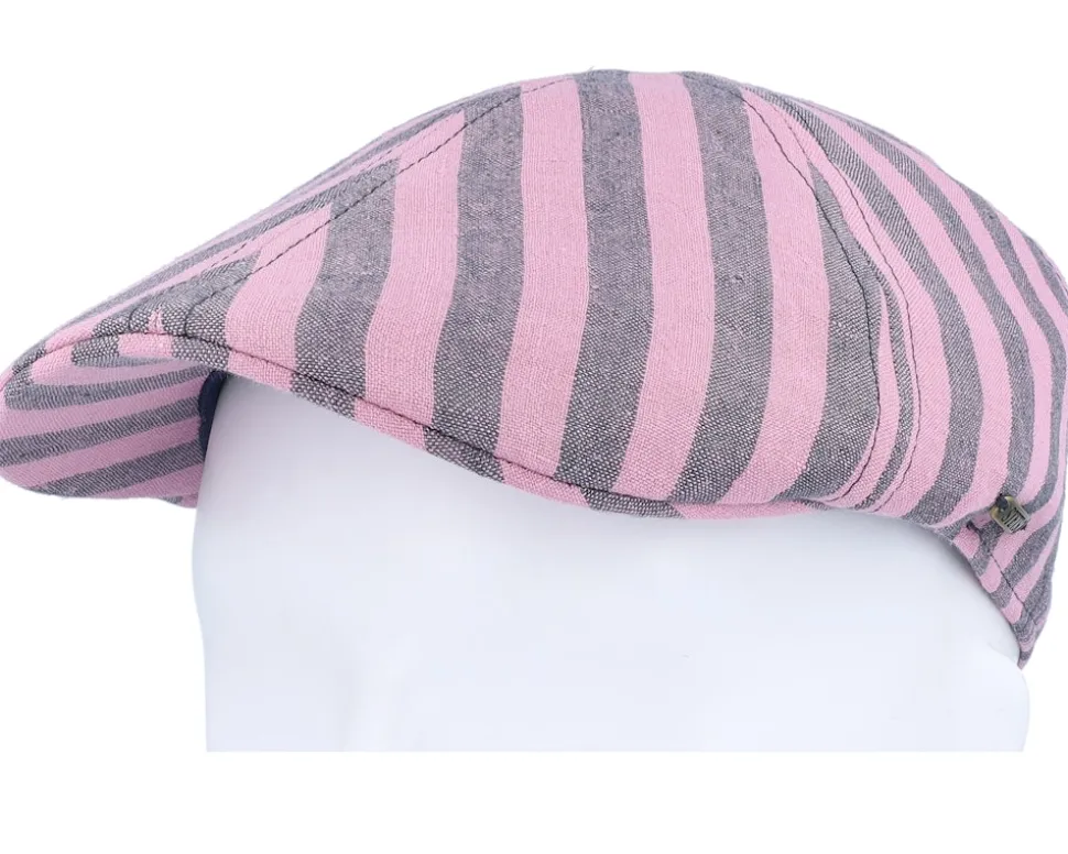 Texas Bold Linen Stripe Rose/Grey Stripe Flat Cap - Stetson