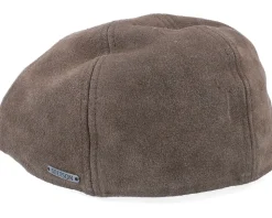 Texas Calf Split Dark Brown Flat Cap - Stetson