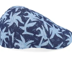 Texas Denim Blue Denim With Palms Print Flat Cap - Stetson
