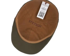 Texas Waxed Cotton Dark Green Flat Cap - Stetson