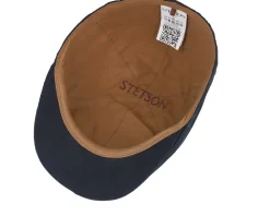 Texas Waxed Cotton Wr Black Flat Cap - Stetson