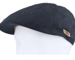 Texas Waxed Cotton Wr Black Flat Cap - Stetson