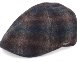 Texas Wool Check Brown Flat Cap - Stetson