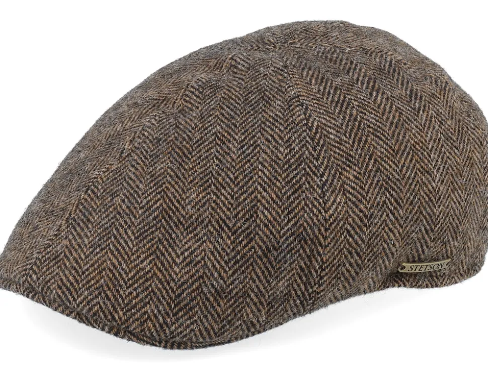 Texas Wool Herringbone Brown Flat Cap - Stetson