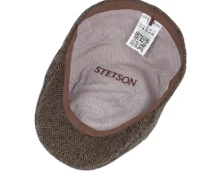 Texas Wool Herringbone Brown Flat Cap - Stetson