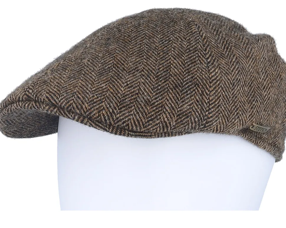 Texas Wool Herringbone Brown Flat Cap - Stetson