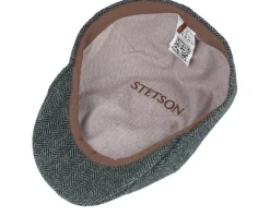 Texas Wool Herringbone Moss Green Flat Cap - Stetson