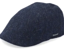Texas Wool Herringbone Navy Flat Cap - Stetson