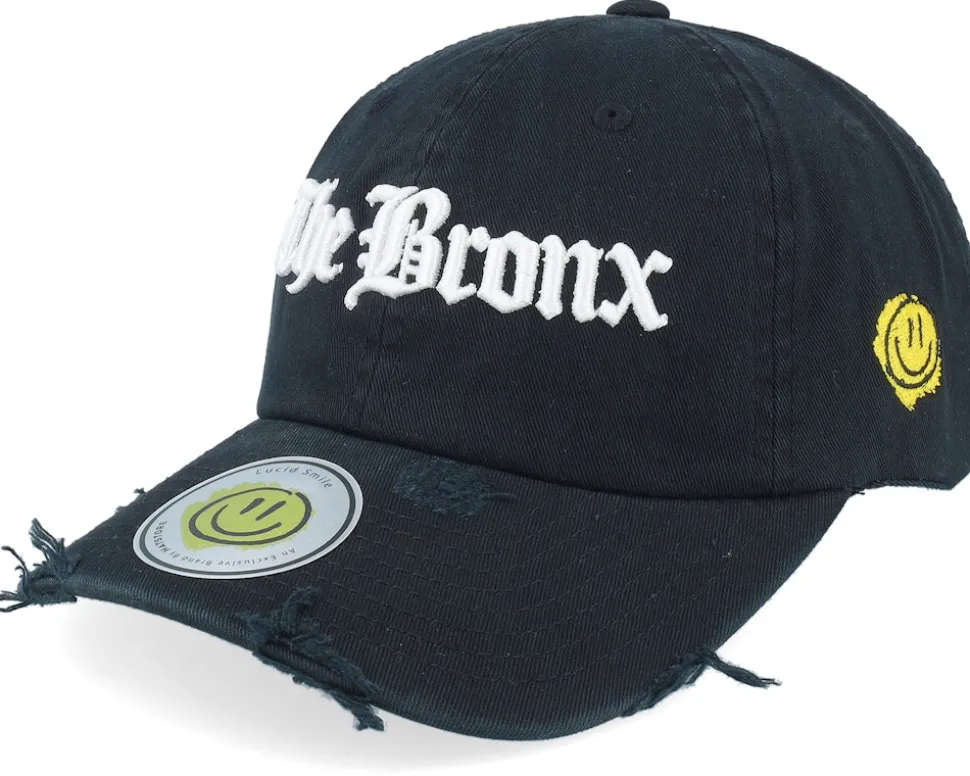 The Bronx 3d Script Destroyed Black Dad Cap - Lucid Smile