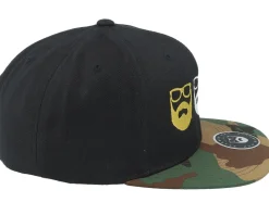 Three Logo Black/Camo Snapback - Bearded Man