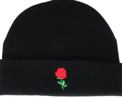 Tiny Red Rose Black Short Beanie - Iconic