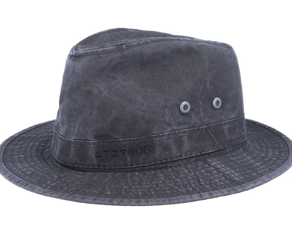 Tller Delave Organic Cotton Black Fedora - Stetson