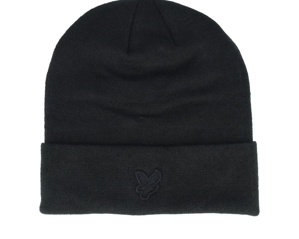 Tonal Eagle Beanie Olive Cuff - Lyle & Scott