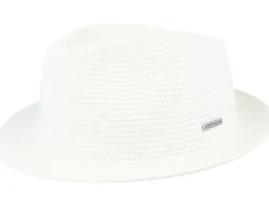 Toyo White Brown Trilby Straw Hat - Stetson