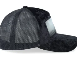 Tractor Black & White Patch Velvet Black A-Frame Trucker - Calza Pennello