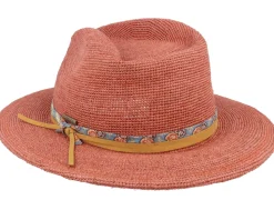 Traveller Raffia Crochet Burned Orange Straw Hat - Stetson