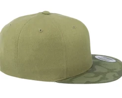 Tre Kronor Shield Side Panel Camo Olive Snapback - Army Head