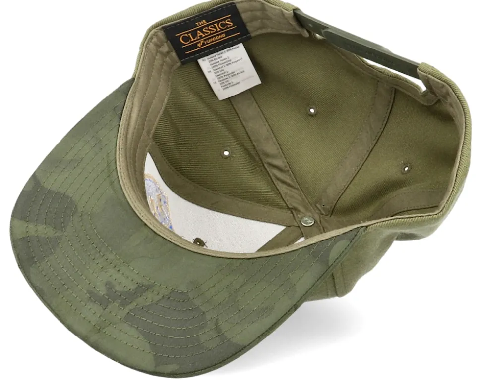 Tre Kronor Shield Side Panel Camo Olive Snapback - Army Head
