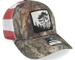 Tree Mountain Silhouette Mossy Oak/Stars & Stripes Trucker - Hunter