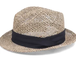 Trilby Seagras With Trimming Nature/Black Straw Hat - Seeberger
