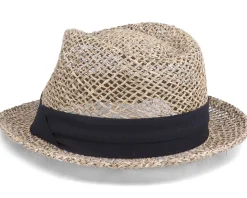 Trilby Seagras With Trimming Nature/Black Straw Hat - Seeberger