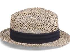Trilby Seagras With Trimming Nature/Black Straw Hat - Seeberger