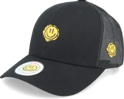 Trippy Smiley Retro Black Trucker - Lucid Smile