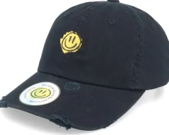 Trippy Smiley Ripped Black Dad Cap - Lucid Smile