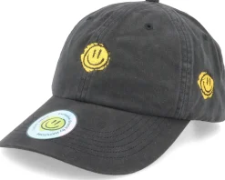 Trippy Smiley Washed Black Dad Cap - Lucid Smile
